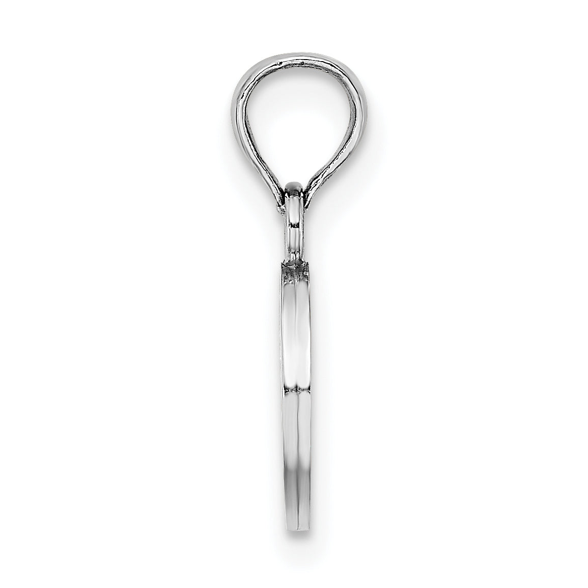 10K White Gold 10K Polished O Block Initial Charm