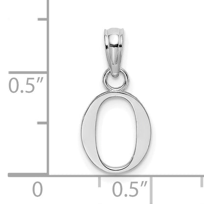 10K White Gold 10K Polished O Block Initial Charm