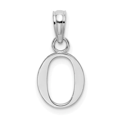 10K White Gold 10K Polished O Block Initial Charm