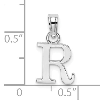 10K White Gold 10K Polished R Block Initial Charm