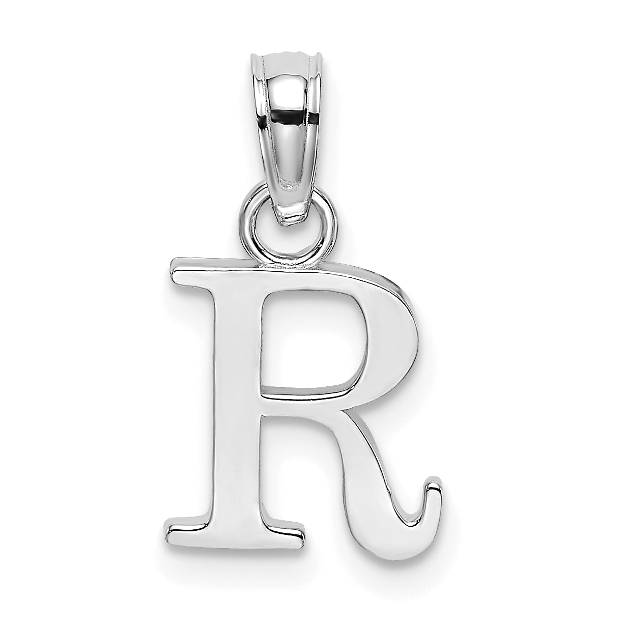 10K White Gold 10K Polished R Block Initial Charm