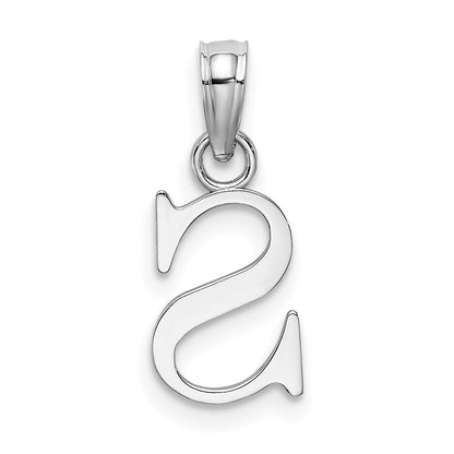 10K White Gold 10K Polished S Block Initial Charm