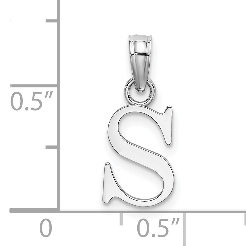 10K White Gold 10K Polished S Block Initial Charm