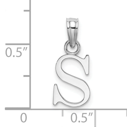 10K White Gold 10K Polished S Block Initial Charm