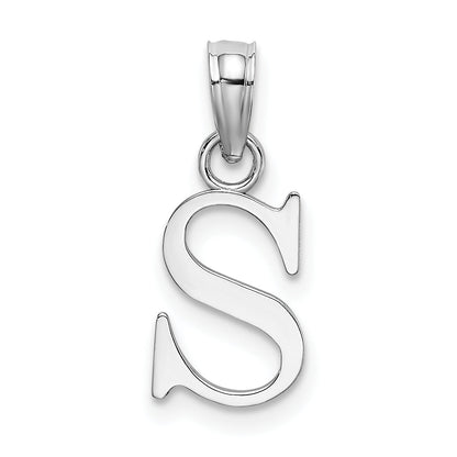 10K White Gold 10K Polished S Block Initial Charm