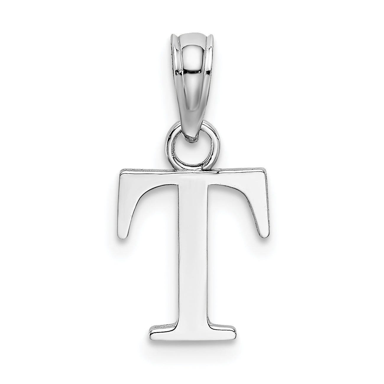10K White Gold 10K Polished T Block Initial Charm