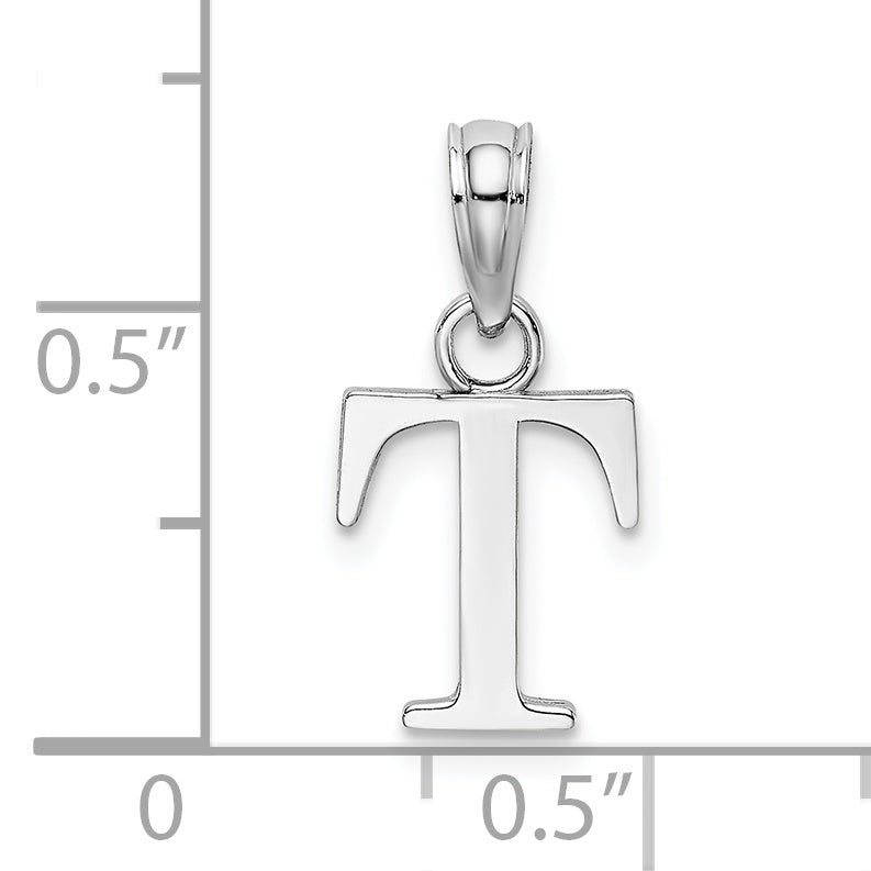 10K White Gold 10K Polished T Block Initial Charm