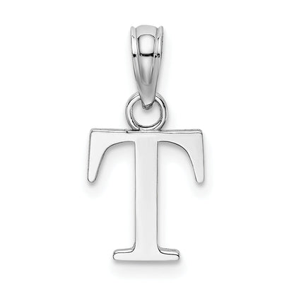 10K White Gold 10K Polished T Block Initial Charm