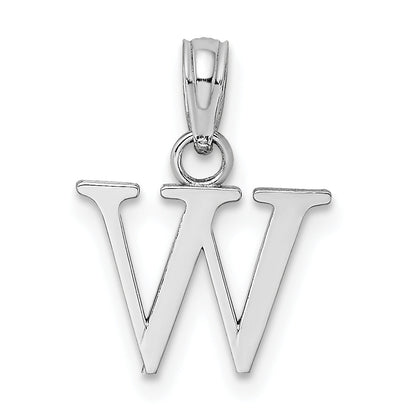 10K White Gold 10K Polished W Block Initial Charm