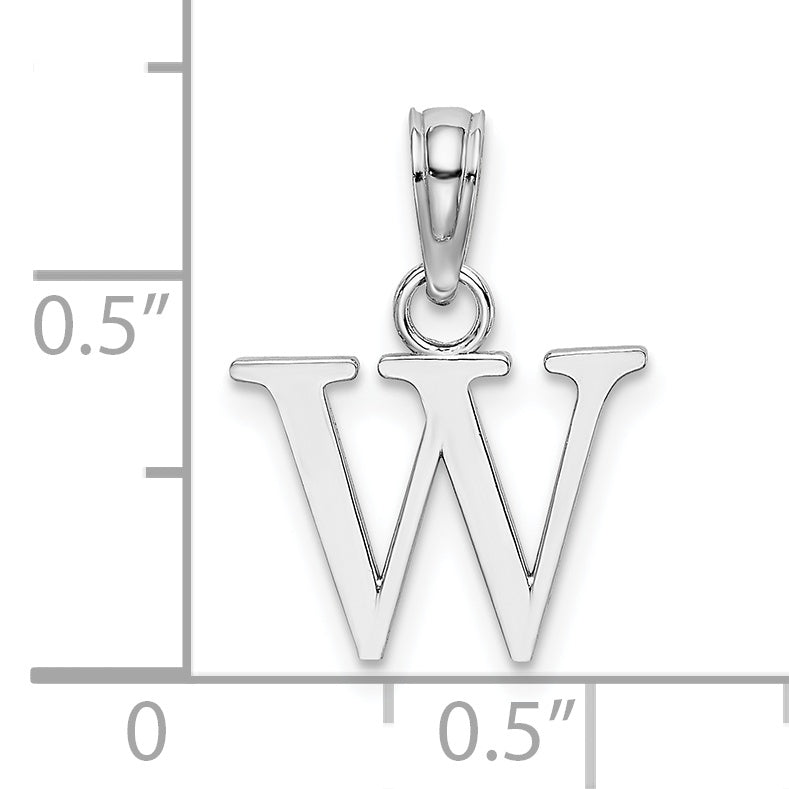 10K White Gold 10K Polished W Block Initial Charm
