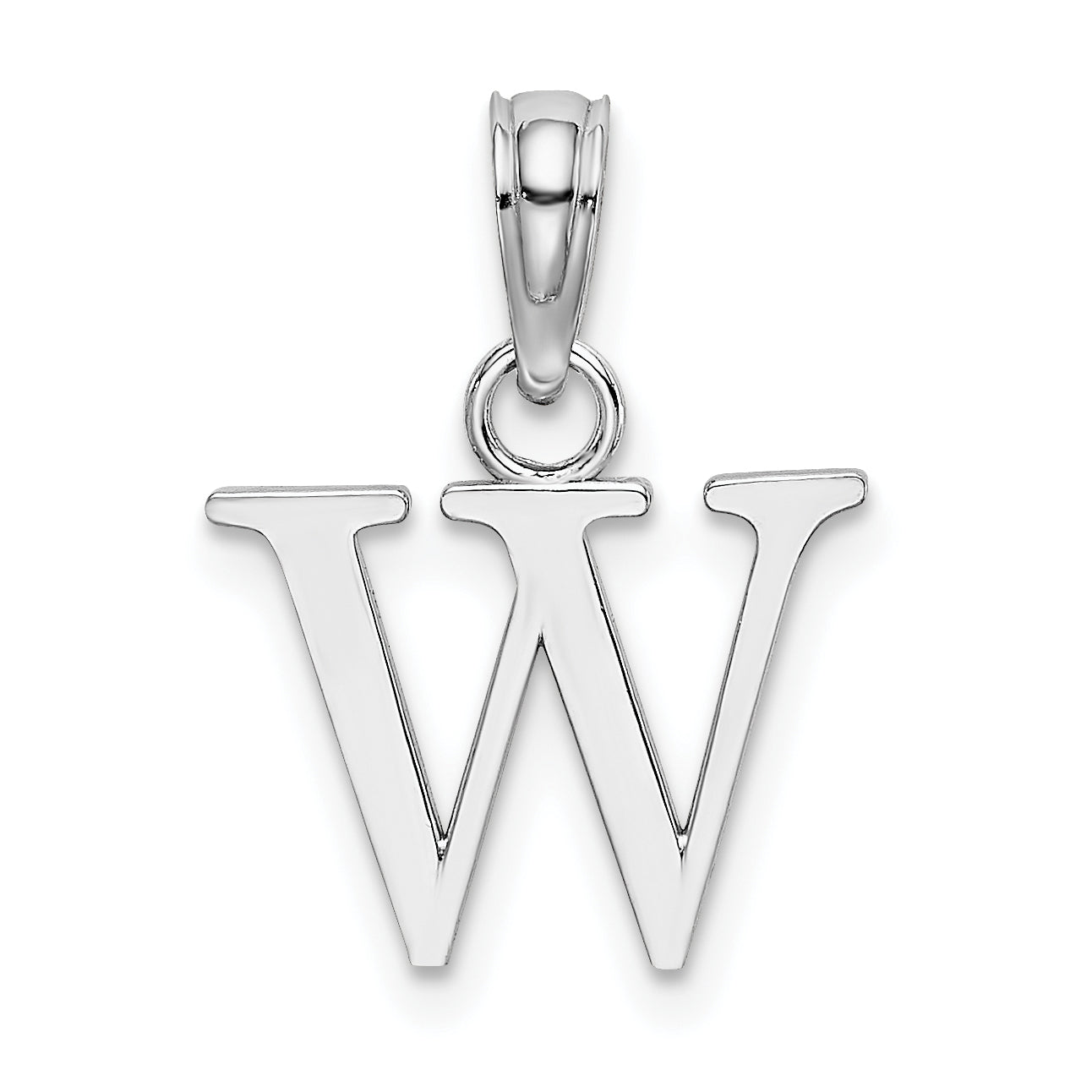 10K White Gold 10K Polished W Block Initial Charm