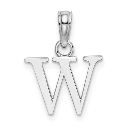 10K White Gold 10K Polished W Block Initial Charm