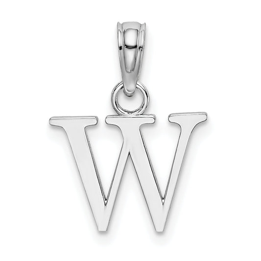10K White Gold 10K Polished W Block Initial Charm
