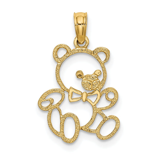 10K Yellow Gold 10K Cut Out Teddy Bear Charm