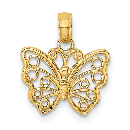 10K Yellow Gold 10K Cut-Out Small Butterfly Charm