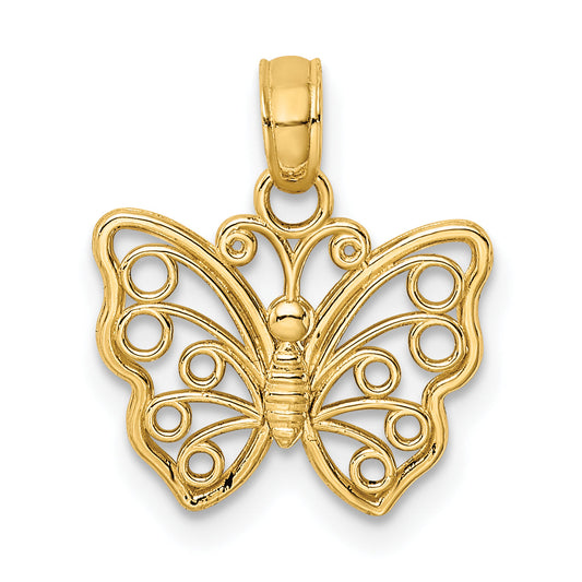 10K Yellow Gold 10K Cut-Out Small Butterfly Charm