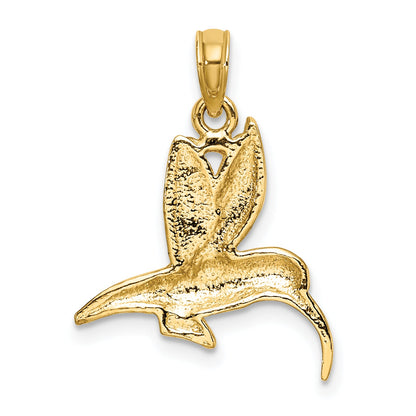 10K Yellow Gold 10K Textured Hummingbird Flying Charm