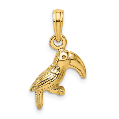 10K Yellow Gold 10K 3-D Textured/Polished Toucan Bird Charm