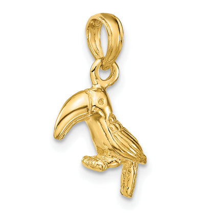 10K Yellow Gold 10K 3-D Textured/Polished Toucan Bird Charm