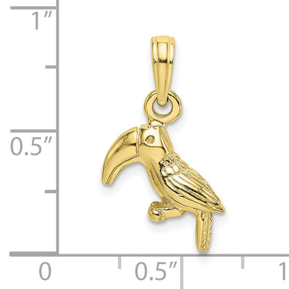 10K Yellow Gold 10K 3-D Textured/Polished Toucan Bird Charm