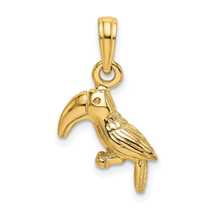 10K Yellow Gold 10K 3-D Textured/Polished Toucan Bird Charm