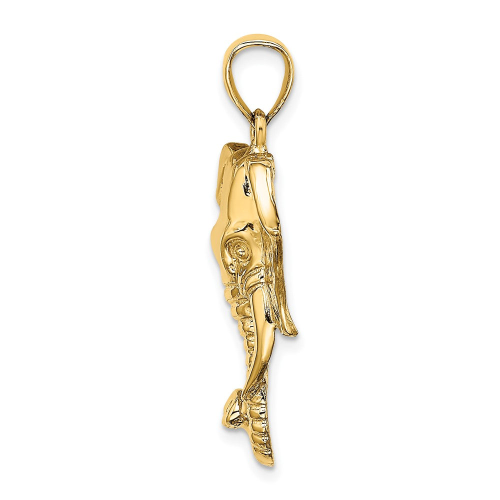 10K Yellow Gold 10K 2-D Elephant Head W/ Twisted Trunk Charm