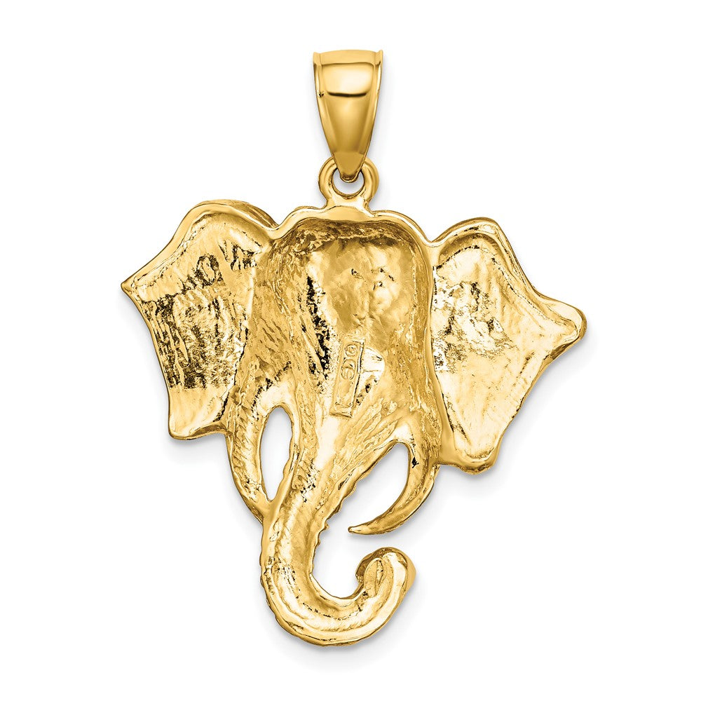10K Yellow Gold 10K 2-D Elephant Head W/ Twisted Trunk Charm
