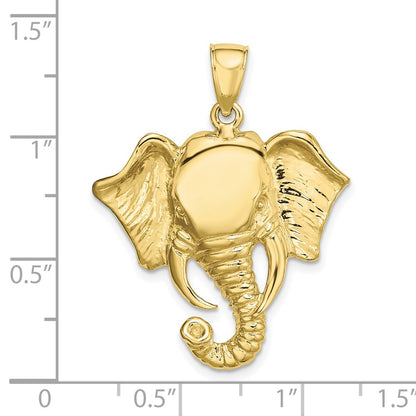 10K Yellow Gold 10K 2-D Elephant Head W/ Twisted Trunk Charm