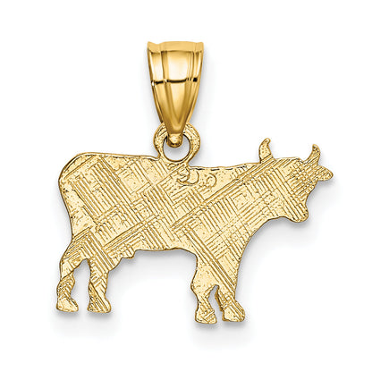 10K Yellow Gold 10K Flat And Engraved Cow Charm