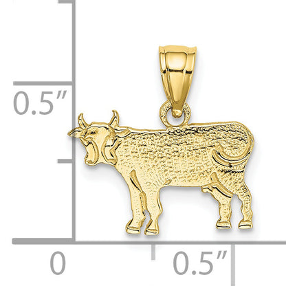 10K Yellow Gold 10K Flat And Engraved Cow Charm