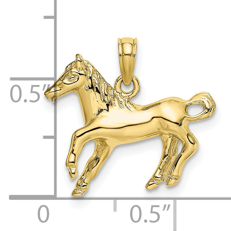 10K Yellow Gold 10K 2-D Galloping Horse Charm