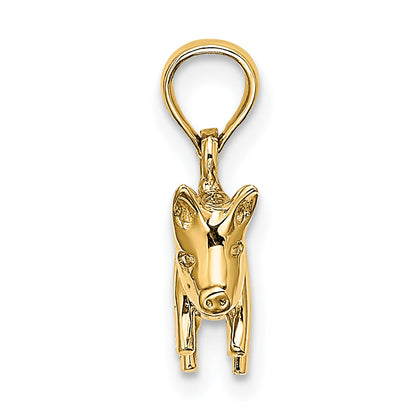 10K Yellow Gold 3-D Polished Pig With Curly Tail Charm