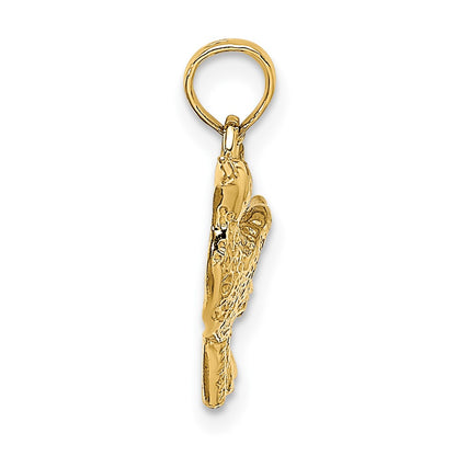 10K Yellow Gold 10K Engraved Hummingbird Charm