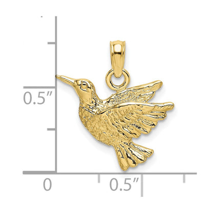 10K Yellow Gold 10K Engraved Hummingbird Charm