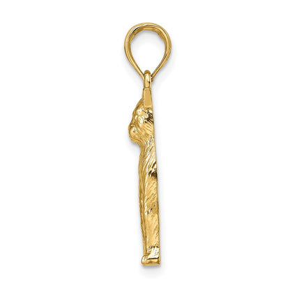 10K Yellow Gold 10K Textured Sitting Cat Charm