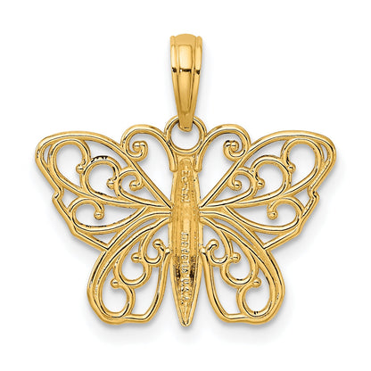 10K Yellow Gold 10K Filigree Butterfly Charm