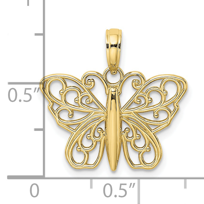 10K Yellow Gold 10K Filigree Butterfly Charm