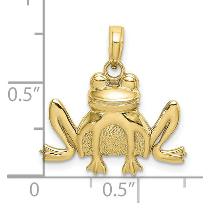 10K Yellow Gold 10K Textured Sitting Frog Charm