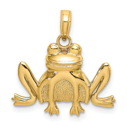 10K Yellow Gold 10K Textured Sitting Frog Charm