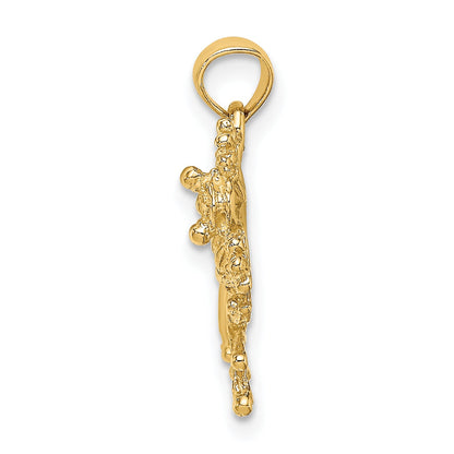 10K Yellow Gold 10K 2-D Textured Frog Charm
