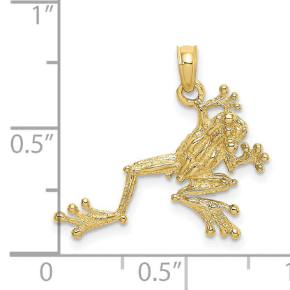 10K Yellow Gold 10K 2-D Textured Frog Charm