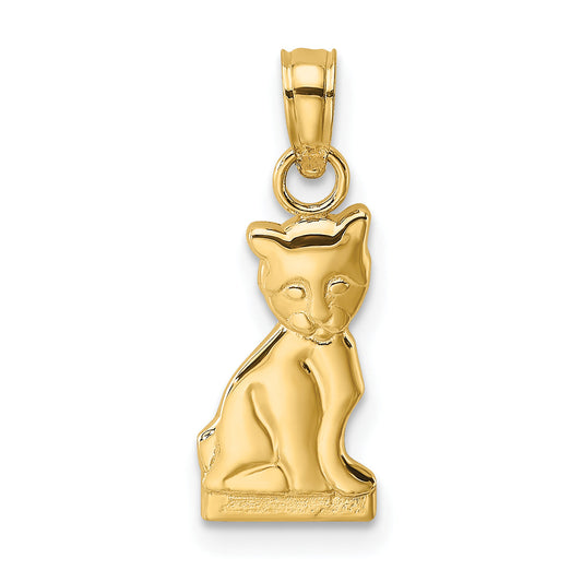 10K Yellow Gold Mini Sitting Kitten Charm