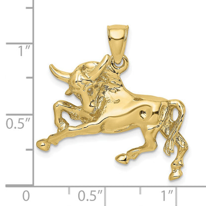 10K Yellow Gold 10K Polished Raging Bull With Horns Charm