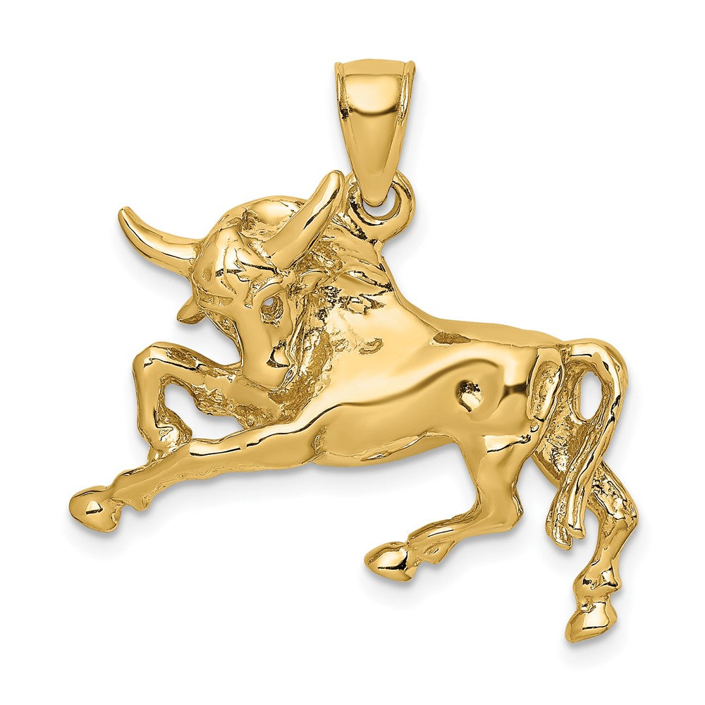 10K Yellow Gold 10K Polished Raging Bull With Horns Charm