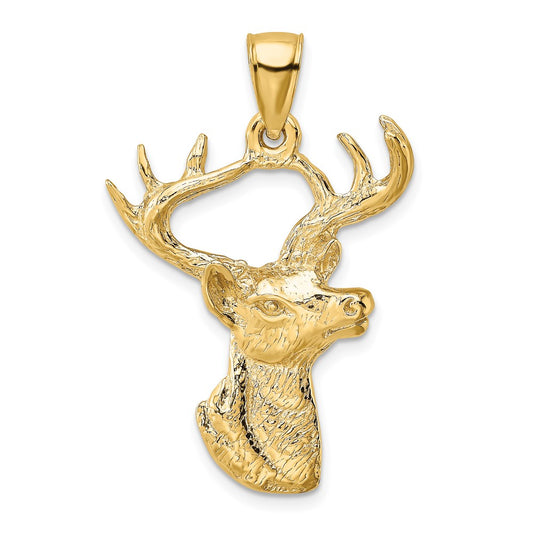 10K Yellow Gold Deer Head Profile Charm