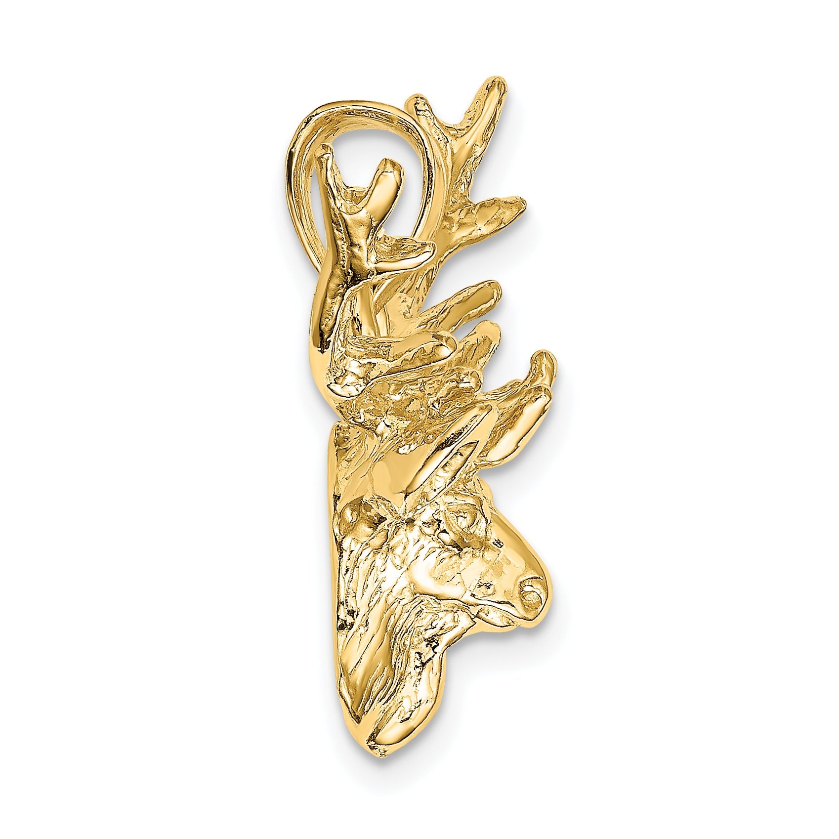 10K Yellow Gold 10K 2-D Deer Head 8 Point Buck Charm