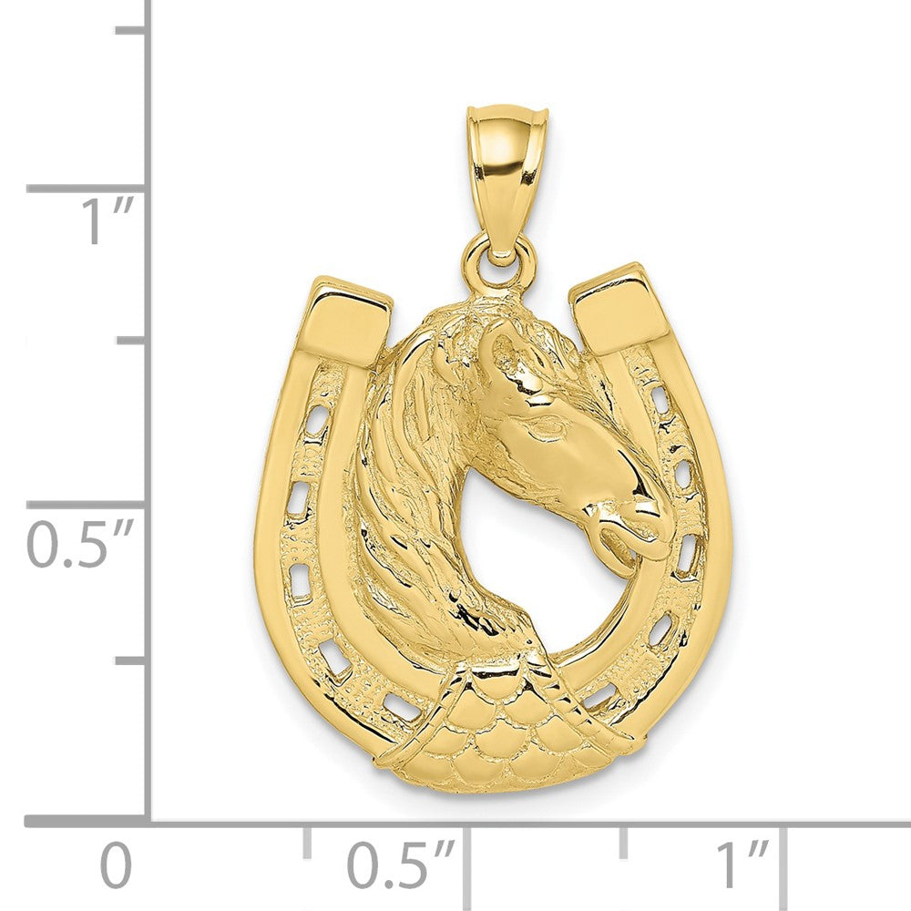 10K Yellow Gold 10K Polished And Engraved Horse Head In Shoe Charm
