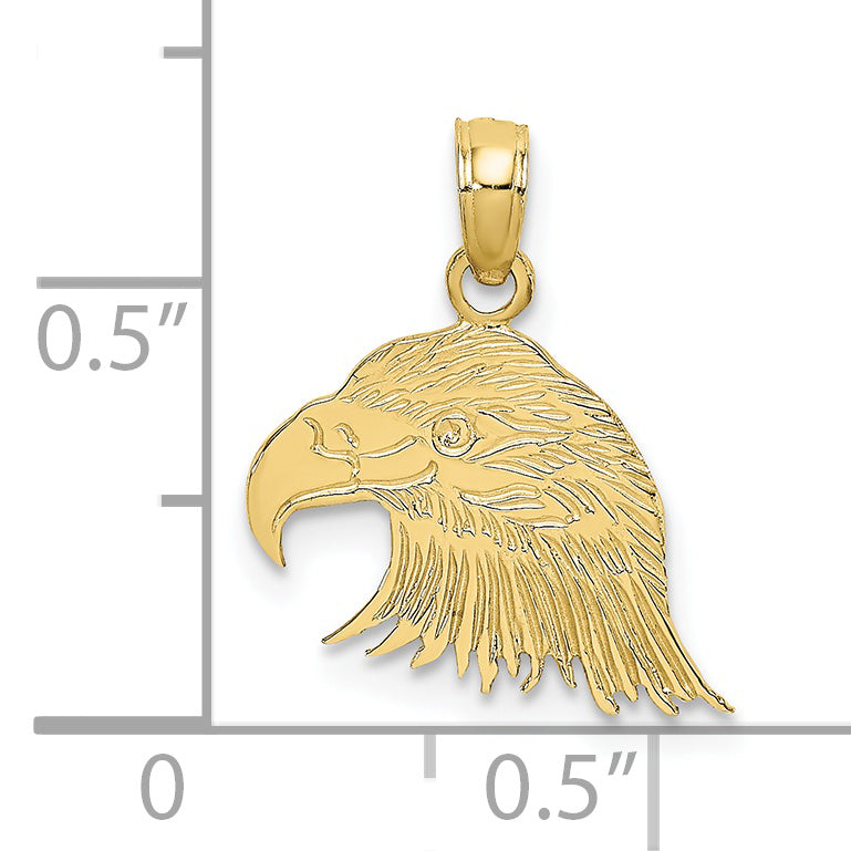 10K Yellow Gold 10K Engraved Flat Eagle Head Charm