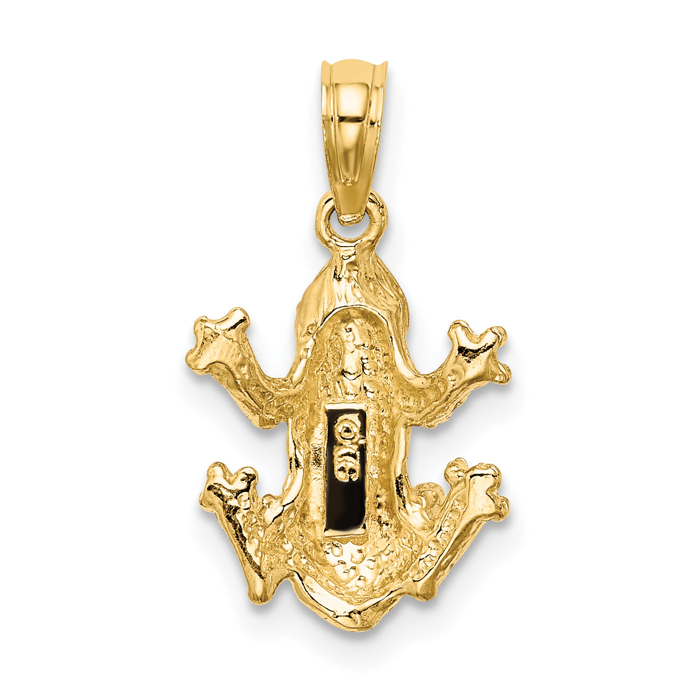 10K Yellow Gold Textured Top View Frog Charm