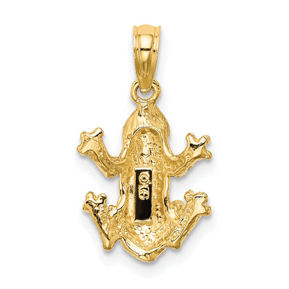10K Yellow Gold Textured Top View Frog Charm